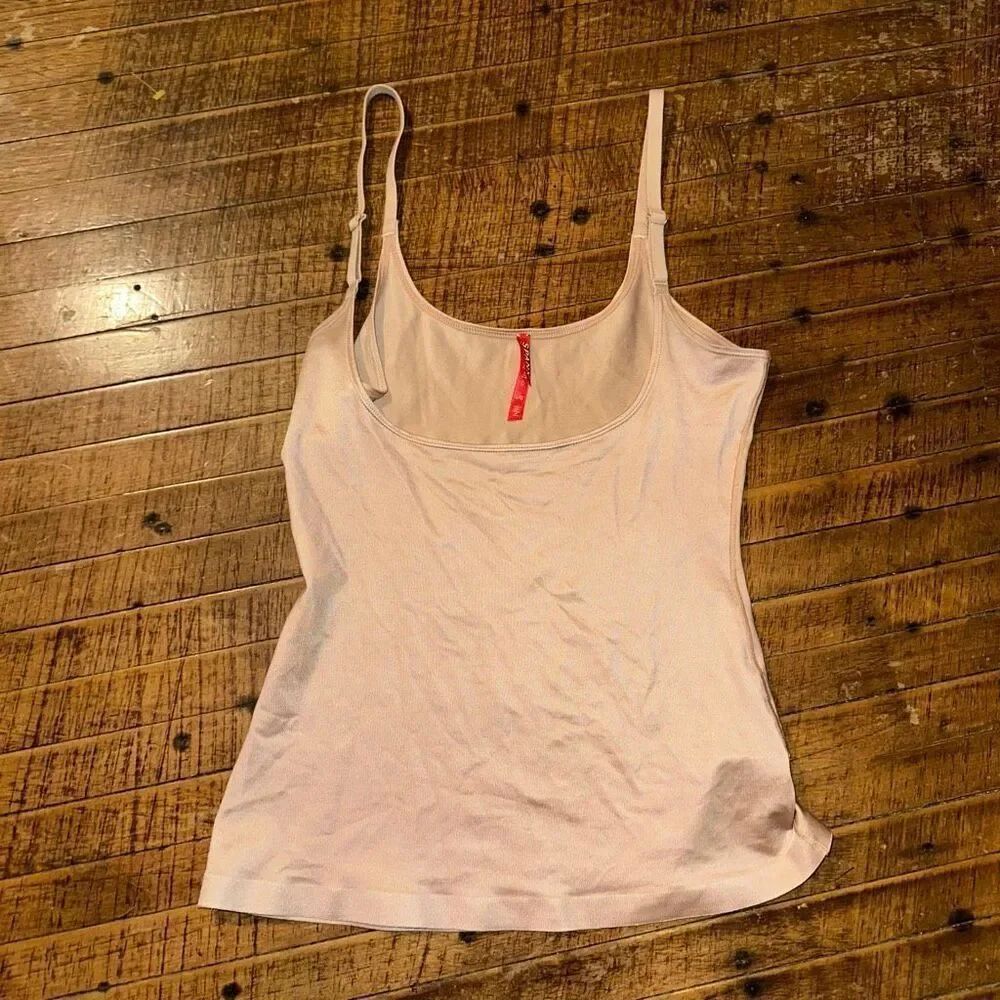 Spanx Assets nude shapewear l scoop neck satiny tank top